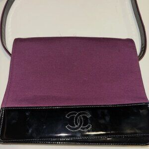 Vintage Chanel One Shoulder Bag Cocomark Purple Black